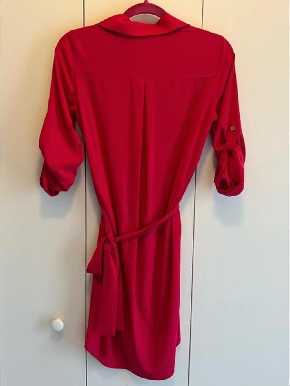 Calvin Klein Raspberry Pink Belted Shirt Dress Size 2 - Picture 5 of 5